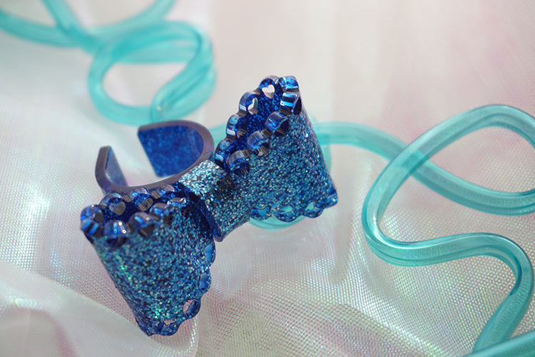 Cat Tea Party - Sweet Lolita Bow Ring and Necklace