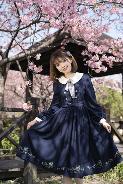 EESSILY - The Spring of Champs Elysees - Elegant Lolita Floral Embroidered OP