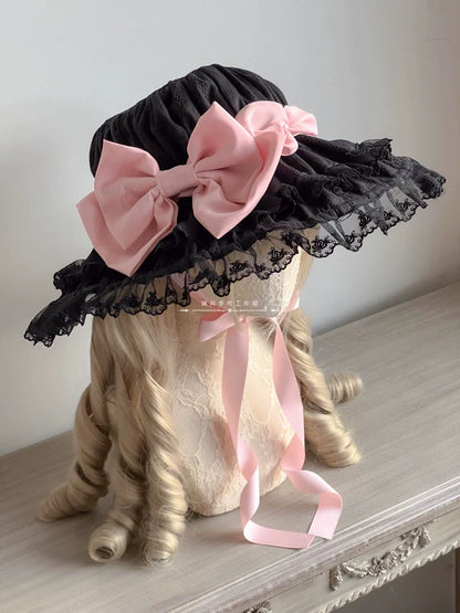 MAID - Vintage Lolita Hat Striped Lace Hat