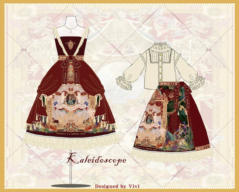 Miss Point - Kaleidoscope - Retro Lolita Dress Oil Painting Print JSK Dress Customized