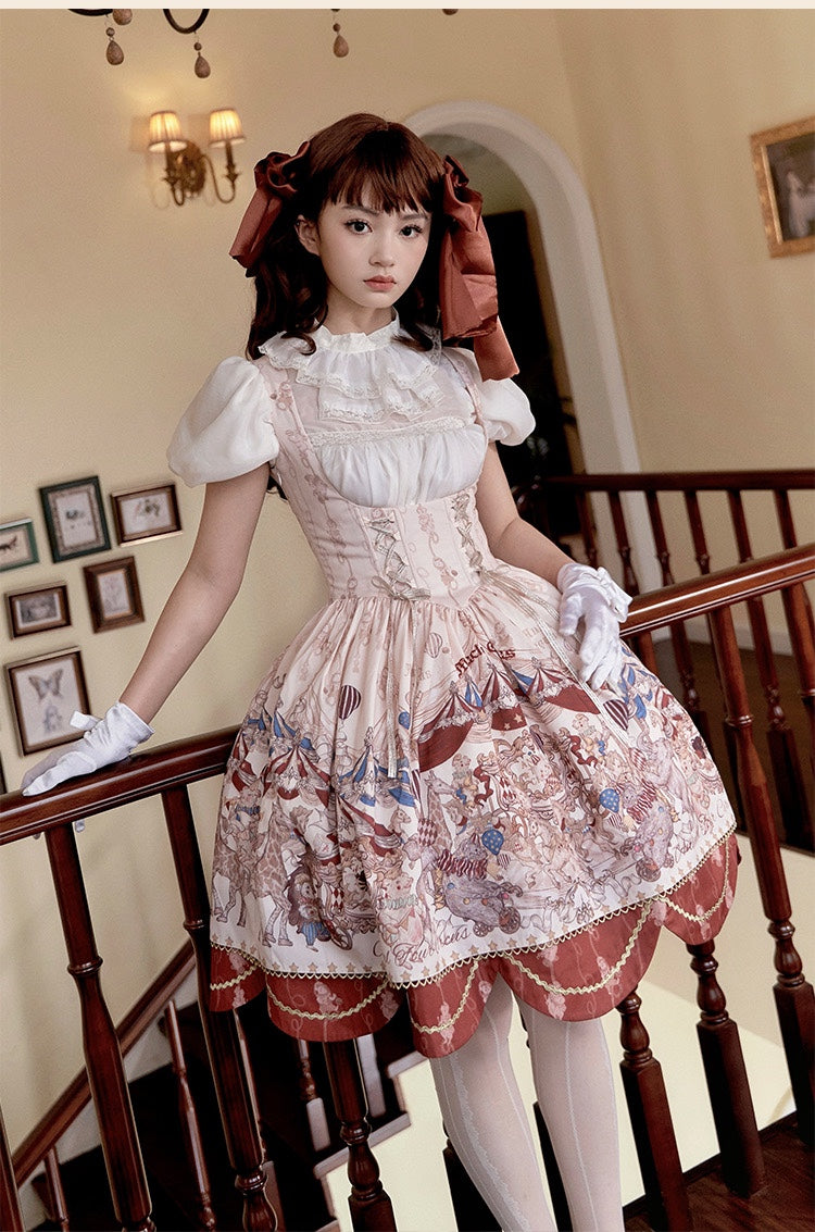 Akiyama Future Studio - Miracle Circus - Kawaii Lolita Dress Bust-Supporting JSK with Circus Prints