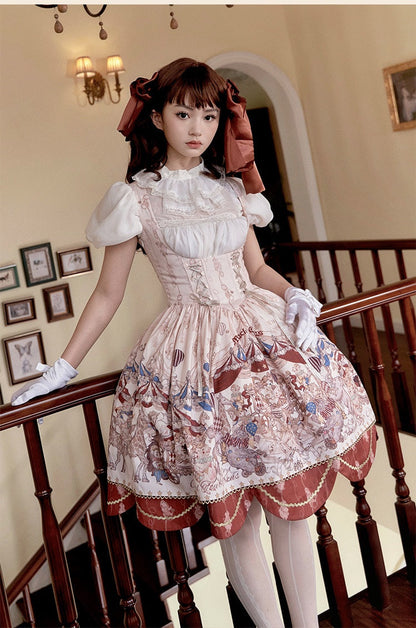 Akiyama Future Studio - Miracle Circus - Kawaii Lolita Dress Bust-Supporting JSK with Circus Prints