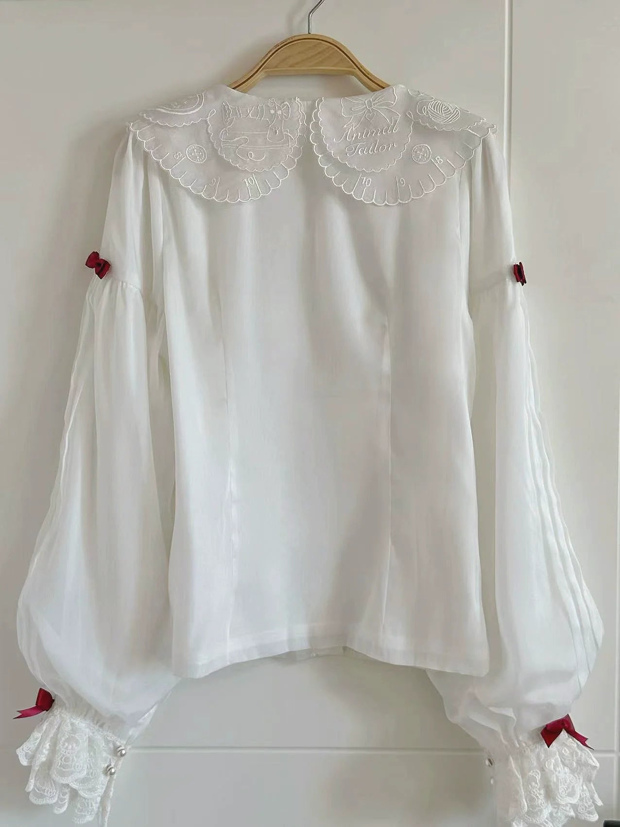 Flower Banquet - Sweet Lolita Blouse Embroidered Shirt with Long Sleeve