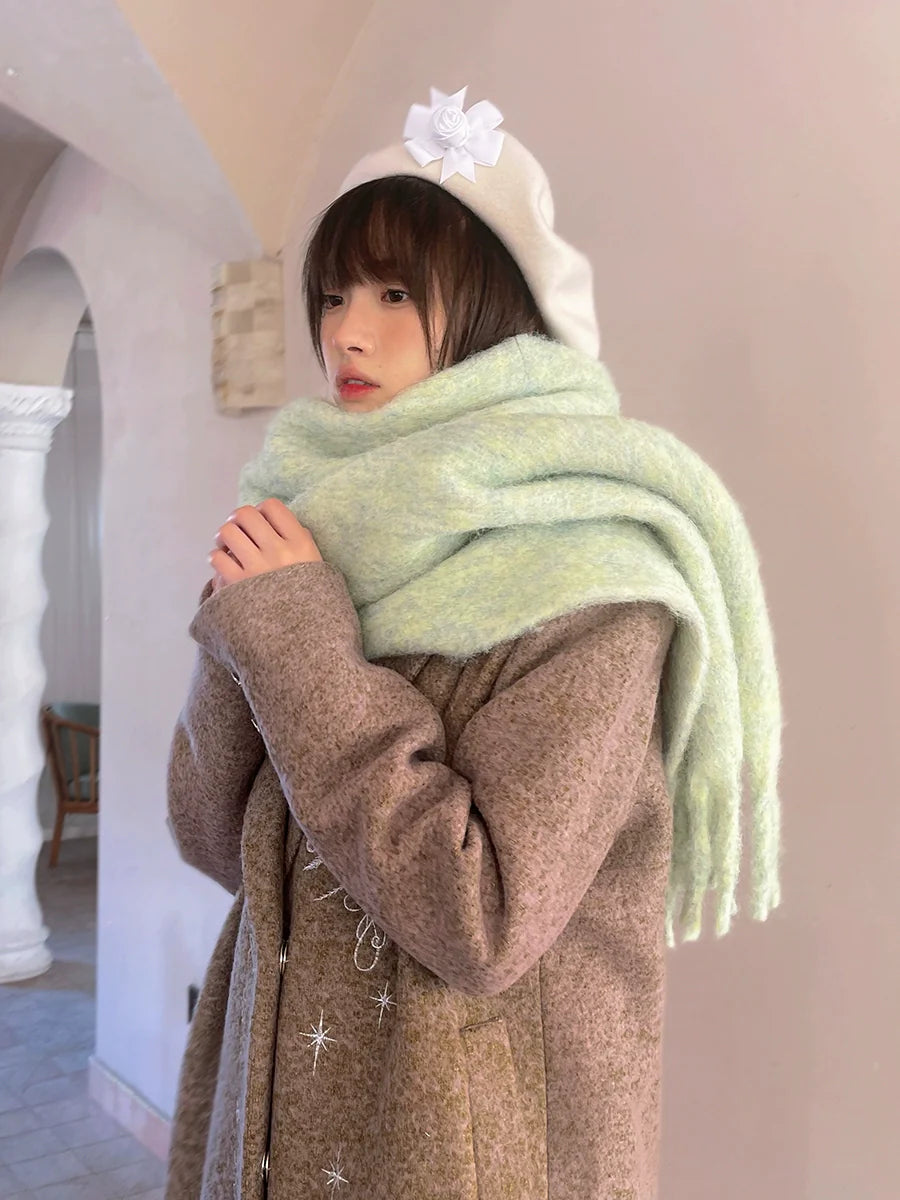 Warm Wide Long Tassel Scarf【s0000004907】