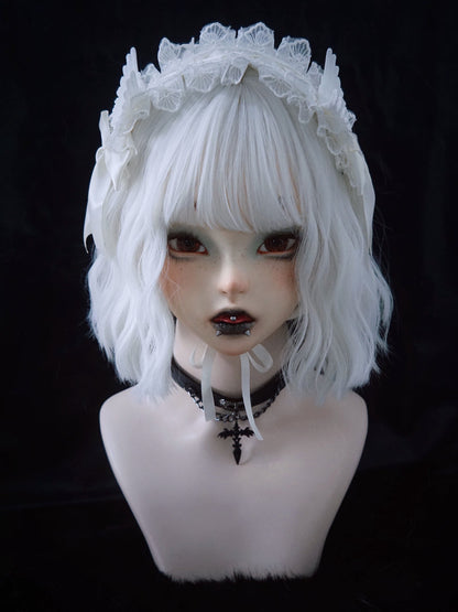 Strange Sugar - Gothic Lolita White Lace Angel Wings Hairband