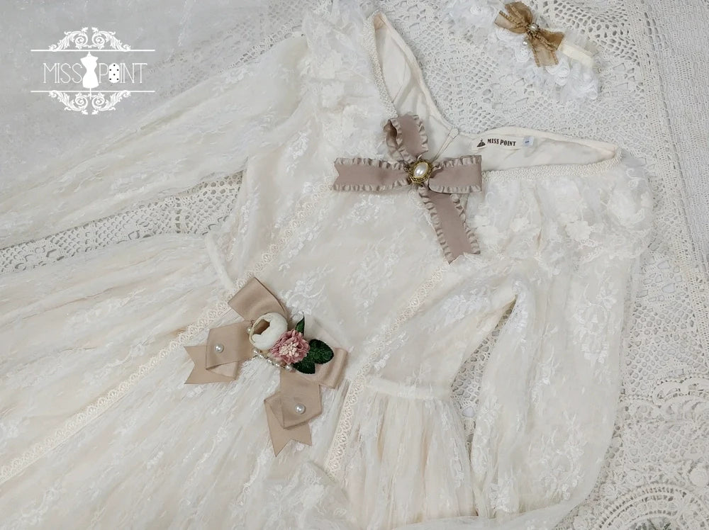 Miss Point - Dawn Girl - Reto Elegant lolita OP Dress Lace Long Sleeve