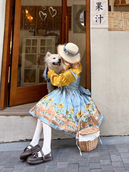 Polaris Lolita - Cat and Sunflower - Sweet Lolita JSK, Cat and Sunflower Print