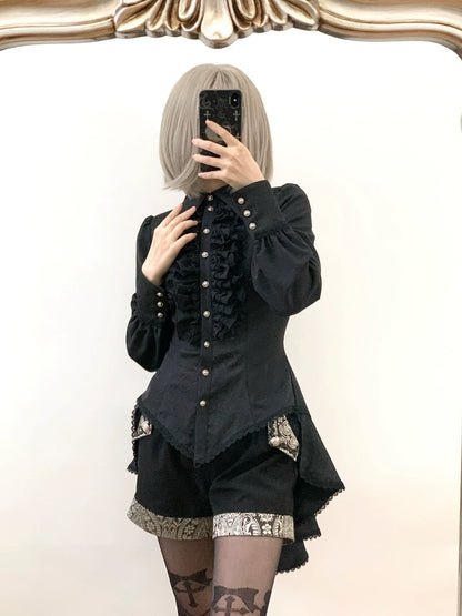 Little Dipper - Cold Rice - Ouji Lolita Shirt With Spiderweb Pattern in Several Versions