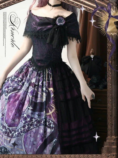 Krncrlo - Laocoon - Gothic Lolita SK Suit With Purple Snake & Apple Print