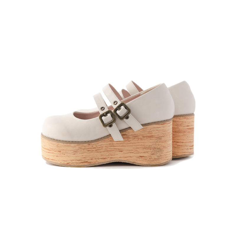 MODO - Retro Lolita Round Toe Wood Bottom Shoes