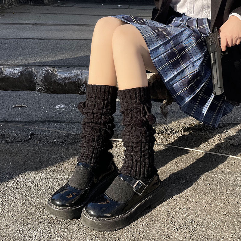 Hua Nai Cat - Cute Lolita Leg Warmers Winter Knitted JK Pile Socks