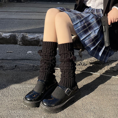 Hua Nai Cat - Cute Lolita Leg Warmers Winter Knitted JK Pile Socks