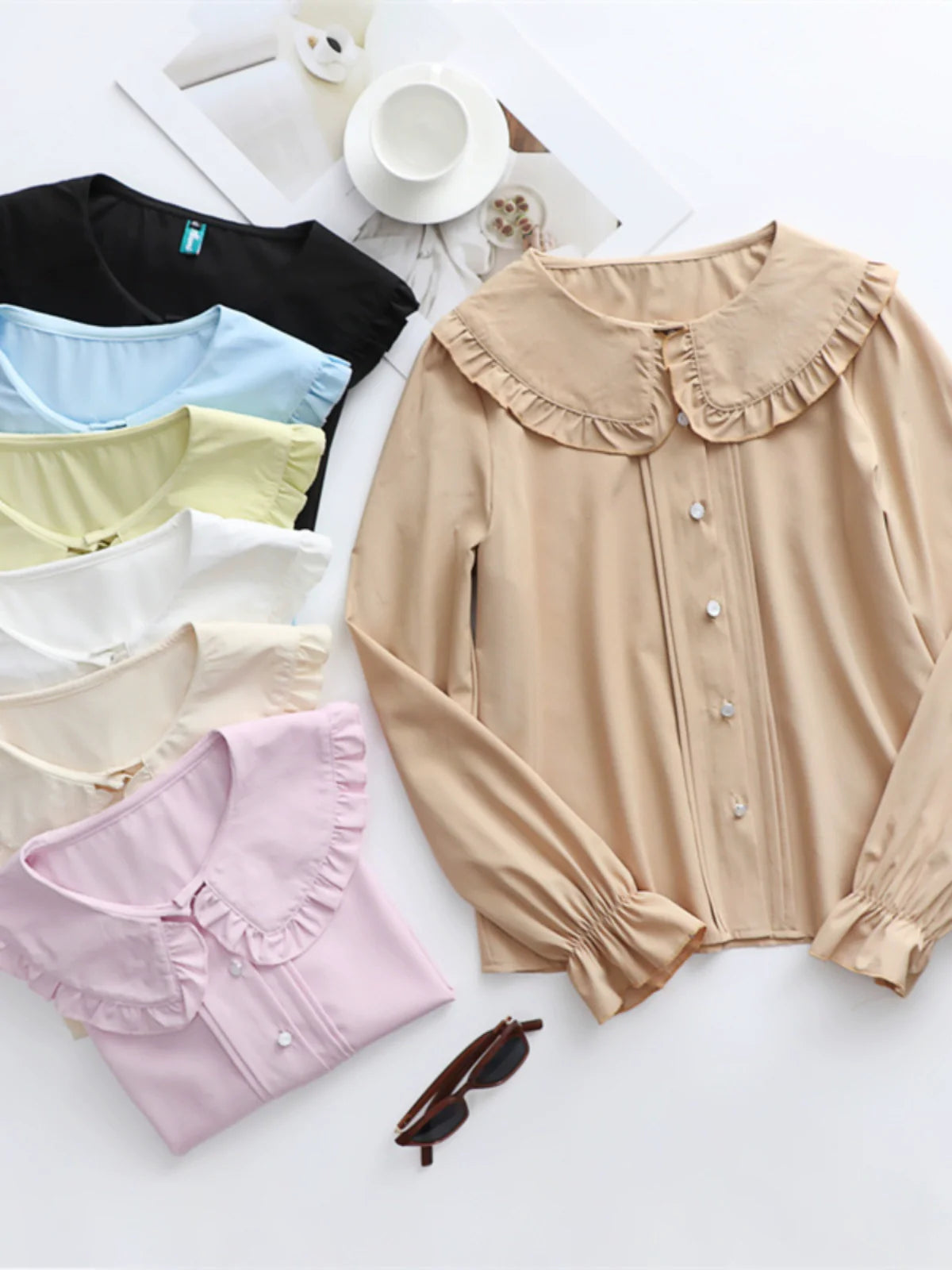 Niu Niu - Plus Size Lolita Shirt Long Sleeve Doll Collar Blouse