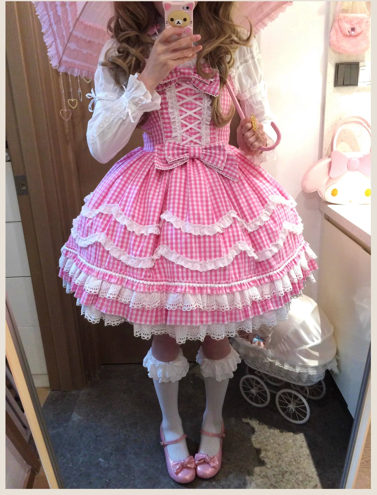 TaTaTa Lolita - Plaid Baileys - Old School Lolita Pink Plaid JSK