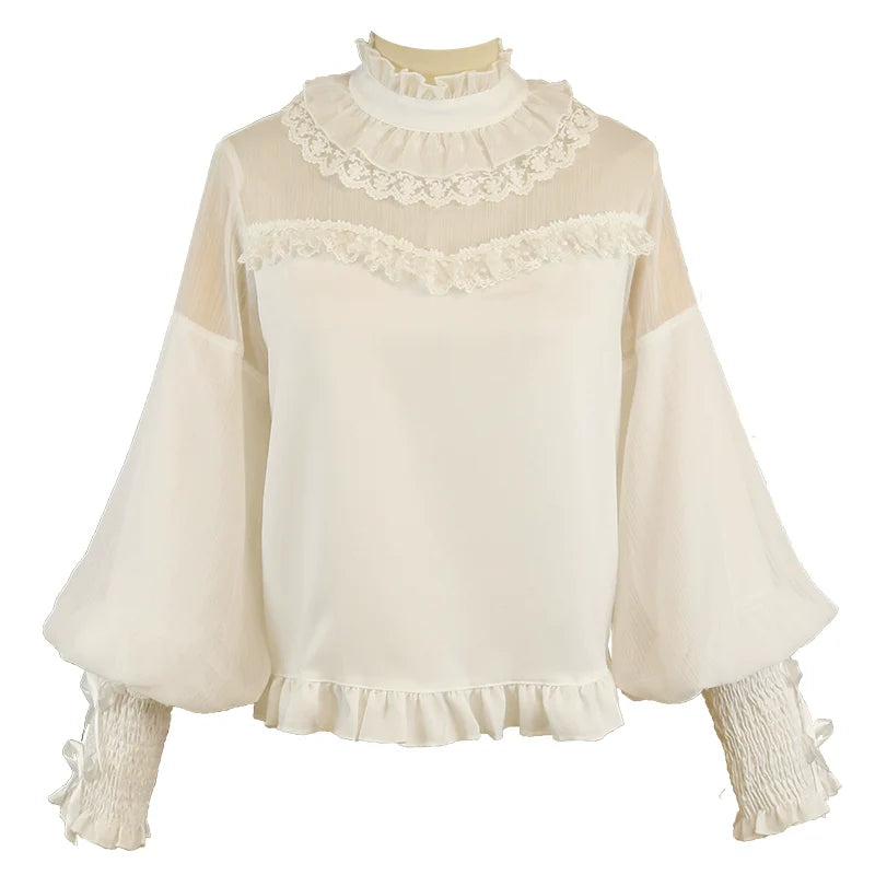 DMFS Lolita - Sweet Lolita Shirt Mutton Sleeves Chiffon Lolita Innerwear