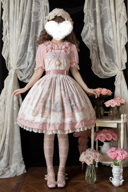 Moon River - Swan Lake Mirror - Pink Sweet Lolita Print JSK Dress