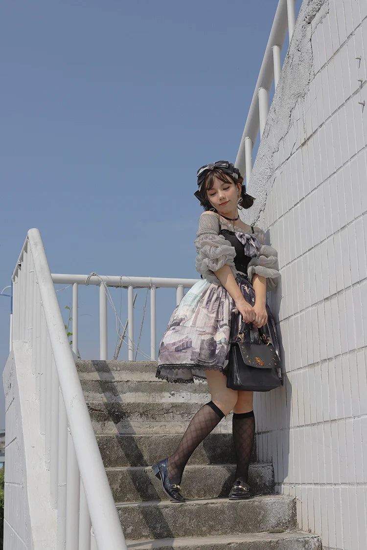 Balladeer - Classic Lolita Shirt Puff Sleeves Open Shoulder Blouse