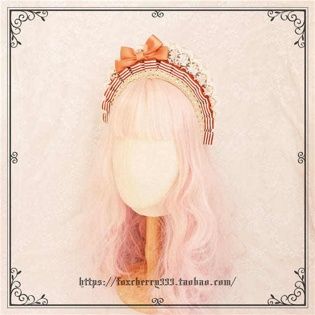 Foxcherry-Sweet Lolita Striped Maid Headdress Multicolors