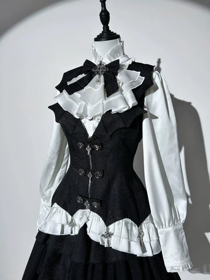 Letters from Unknown Star - Bloodline Duke - Gothic Lolita SK Suit Spider Web Vest and Blouse