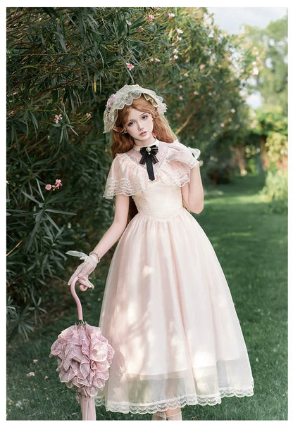 With PUJI - Morning Mist Estate - Twins Classic Lolita OP Dress, Edward Collar