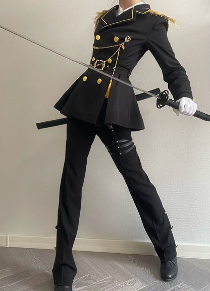 Gazing Galactic - Dawnbreak - Ouji Lolita Pants Suit with Military Coat and Cape