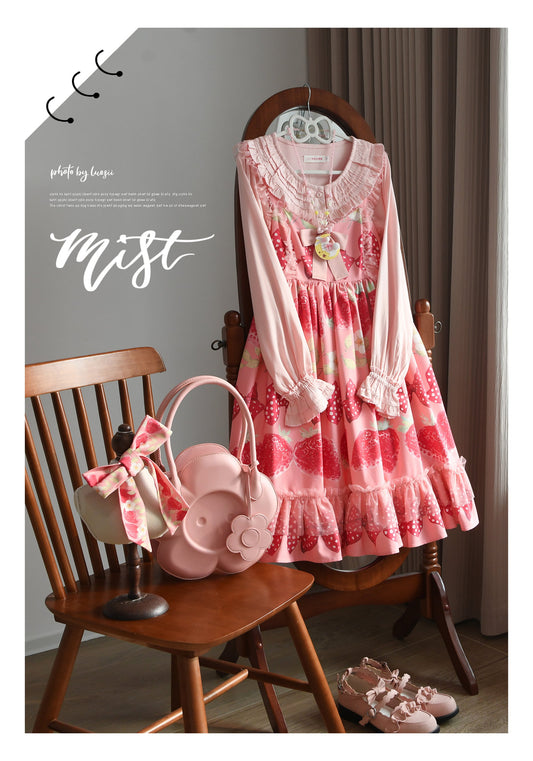 MIST - Wine Drunk Rose - Sweet Cotton Lolita Blouse with Ruffles and Pleats