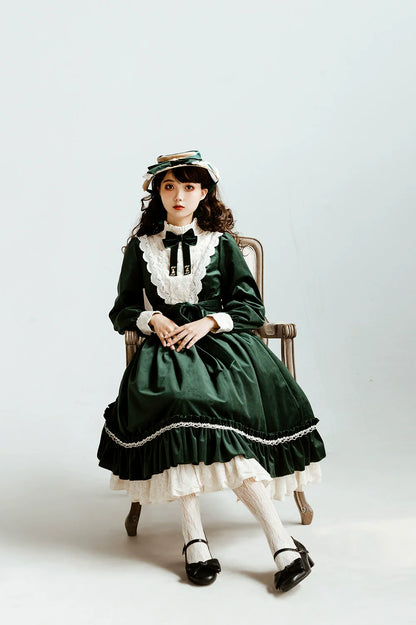 Miss Point - Customized Lolita Dress Vintage Elegant Velvet OP Dress