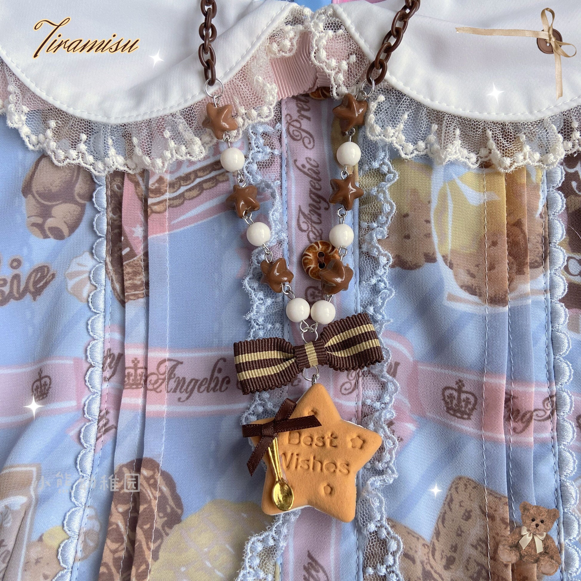 Bear Doll - Sweet Cookie Charm Set - Kawaii Lolita Necklace and Hairclip