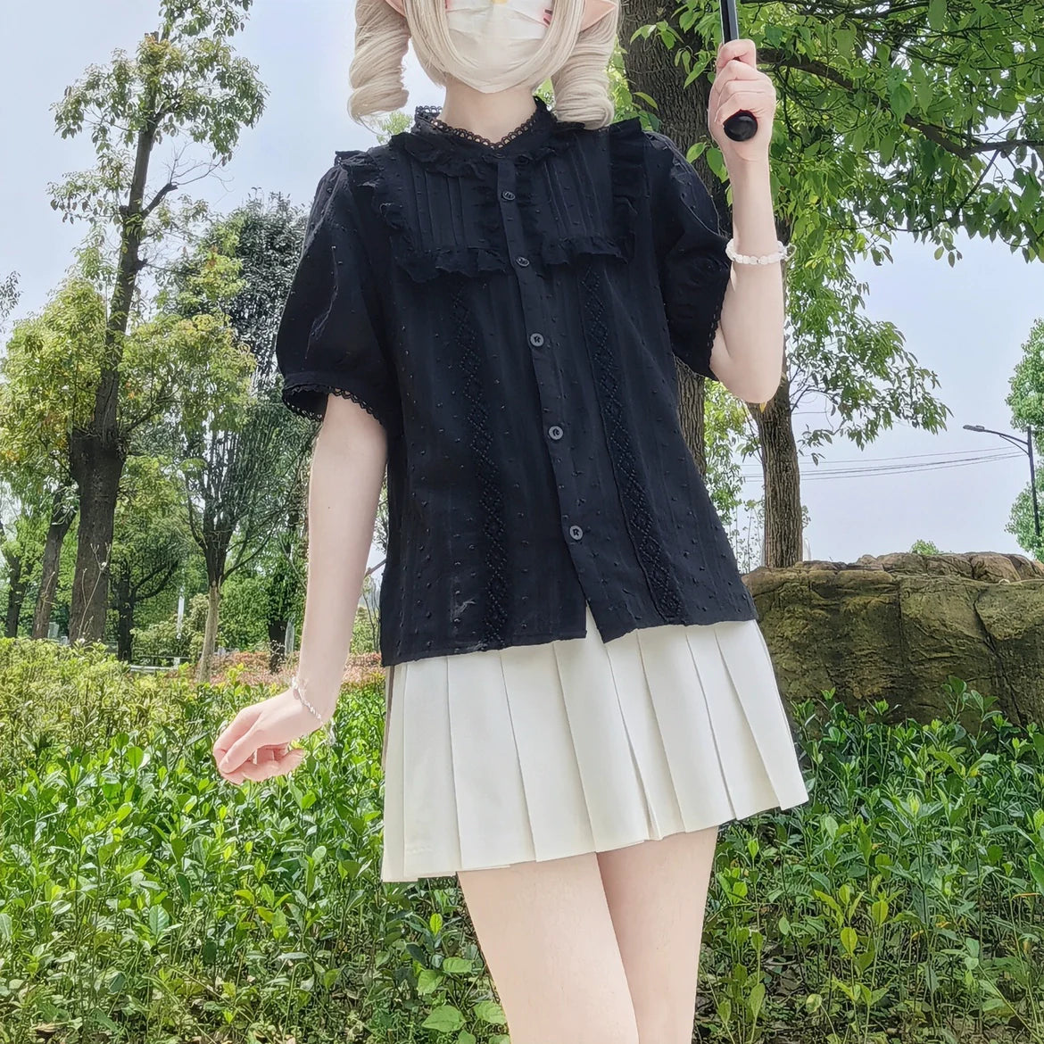 DMFS Lolita - Sweet Lolita Blouse Cotton Summer Short Sleeve Shirt