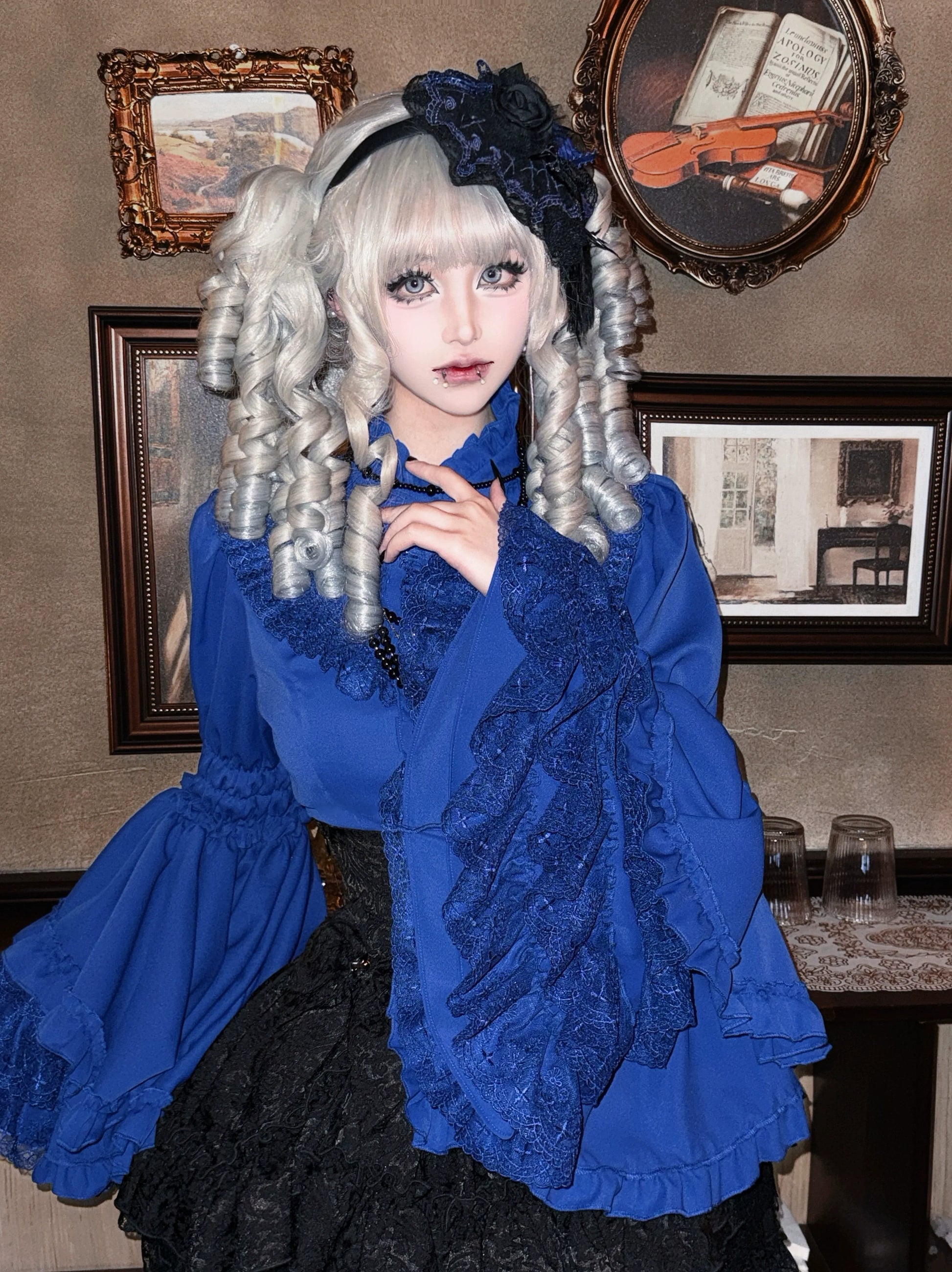 Twilight Zone - Gothic Lolita Blouse, Lace Hime-sleeve