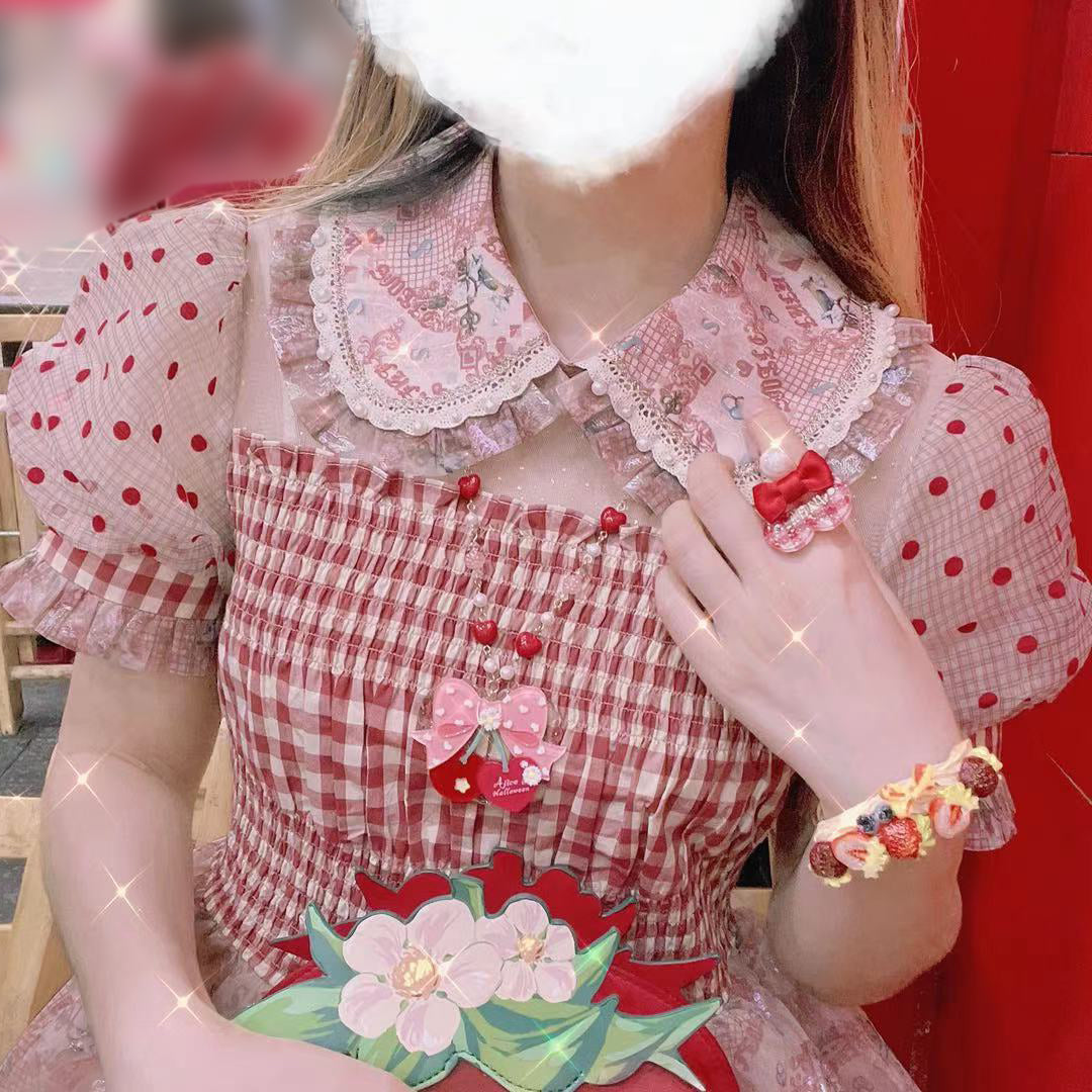 Halloween Alice - Sweet Cherry Lolita Plastic Necklace Ring