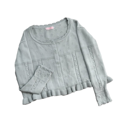 MIST - Kawaii Lolita Sweater Cardigan, Ruffled Lace Hem