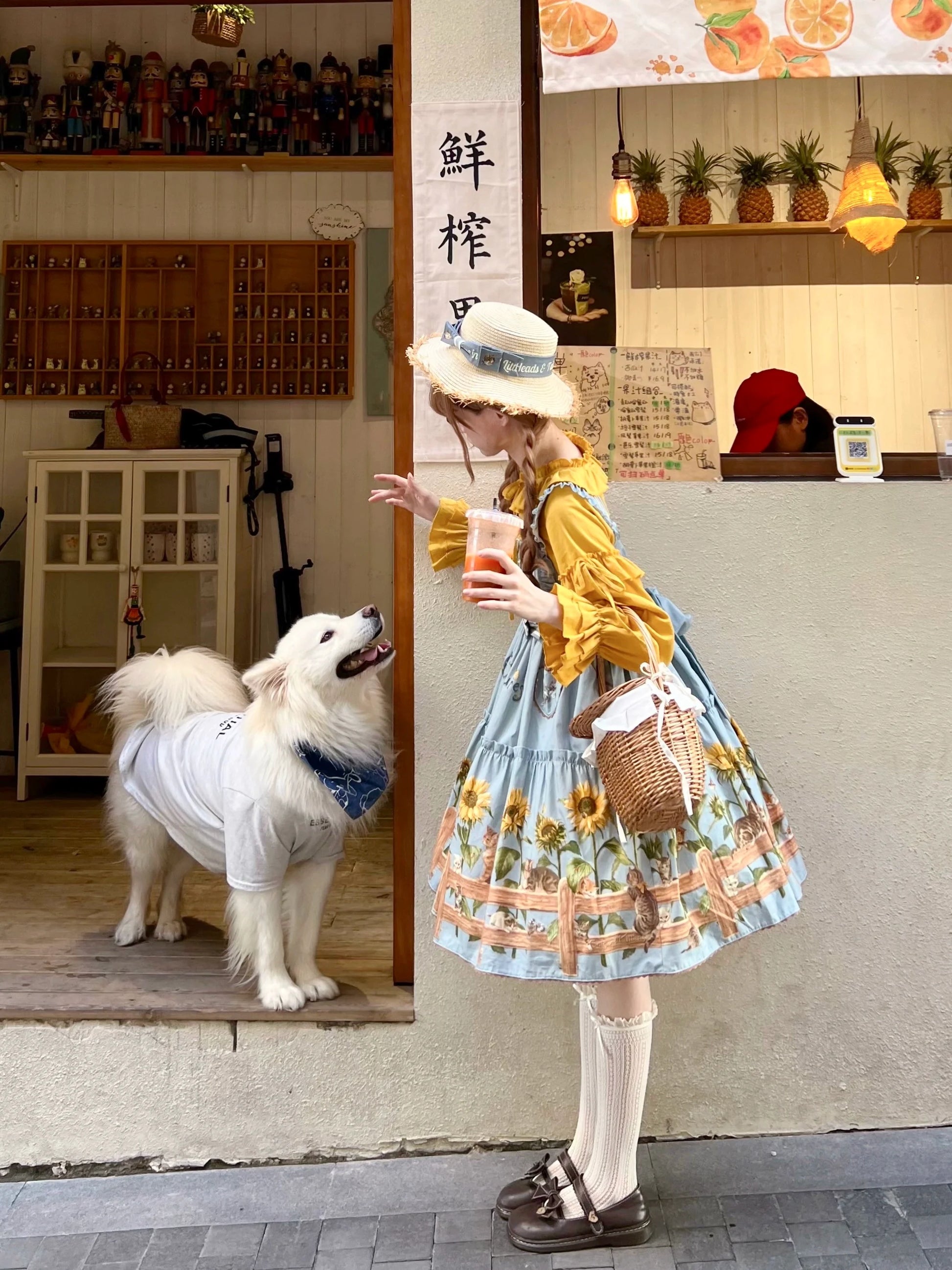 Polaris Lolita - Cat and Sunflower - Sweet Lolita JSK, Cat and Sunflower Print