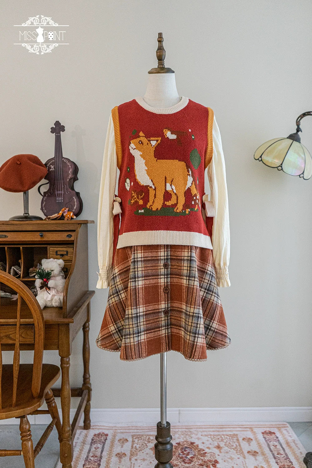 Miss Point - Chubby Fox in the Forest - Kawaii Lolita Vest Customized Lolita Sweater