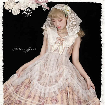 Alice Girl - Elegant Lolita Embroidered Apron with Adjustable Strap