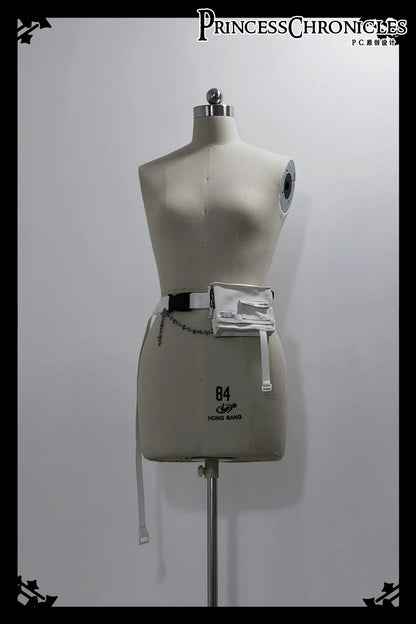 Princess Chronicles - White Cat - Futuristic Style Cool Lolita Pants Suit With Cat Ear Coat