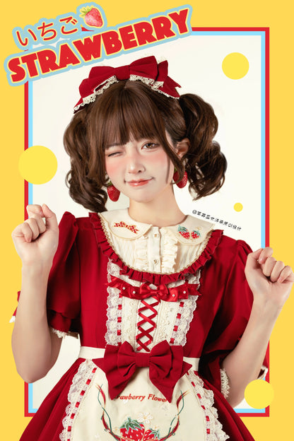 Strawberry Witch - Tochigi Girl - Sweet Lolita Strawberry Embroidered Dress