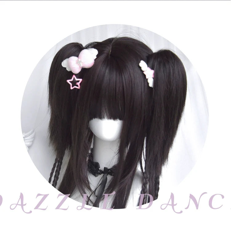 Sinwavy - Gothic Lolita Wig Black Natural Hair With Ponytails & Braids