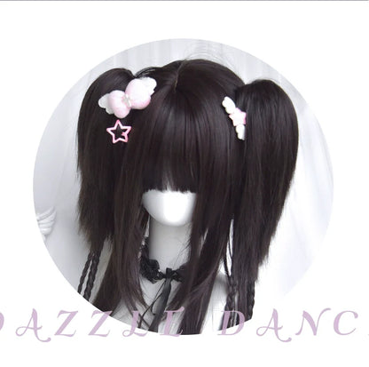 Sinwavy - Gothic Lolita Wig Black Natural Hair With Ponytails & Braids