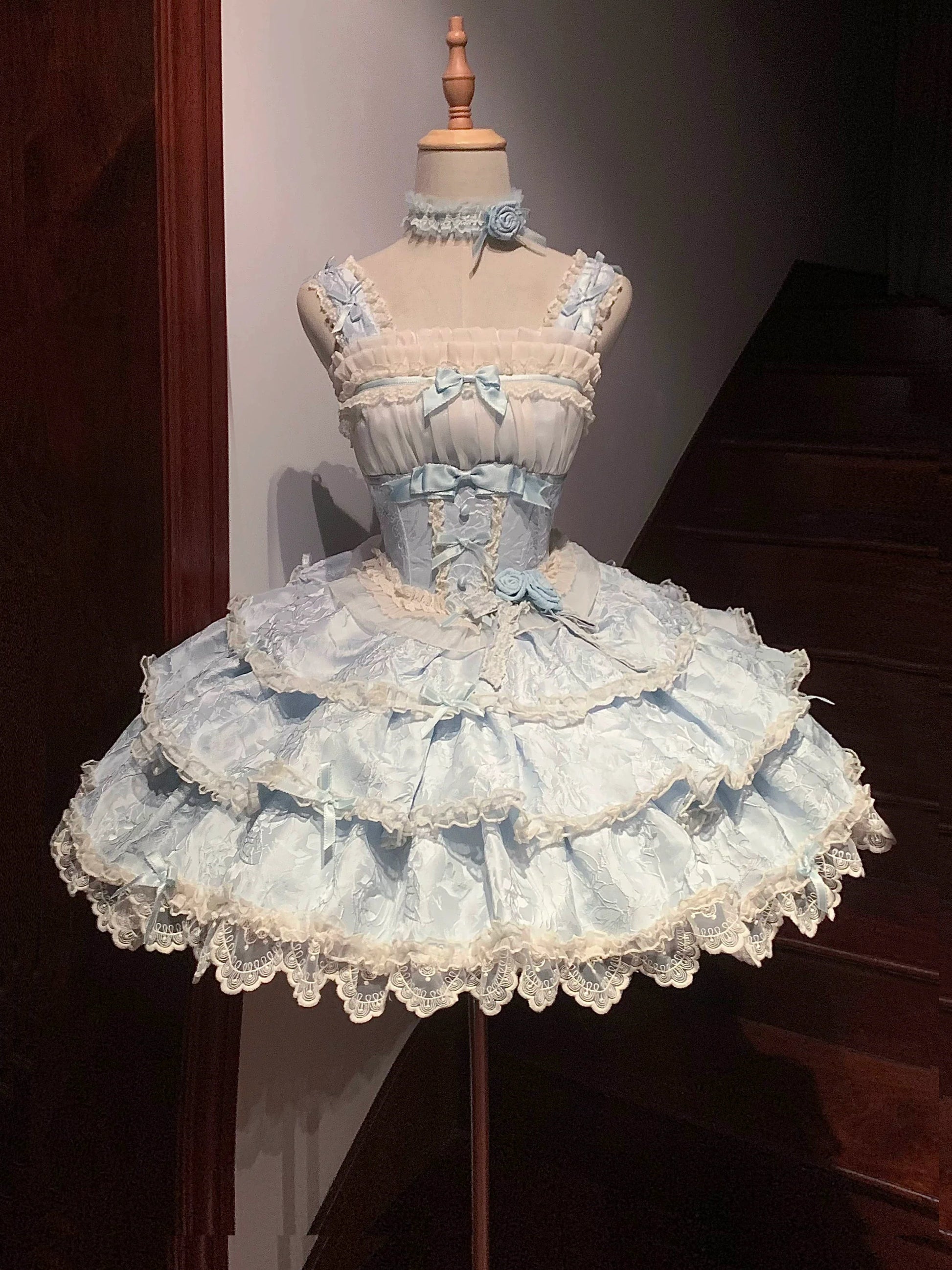 Buling Moon - Ballet Elegance - Sweet Lolita Mini JSK Set with Tulle Shirt and Headdress