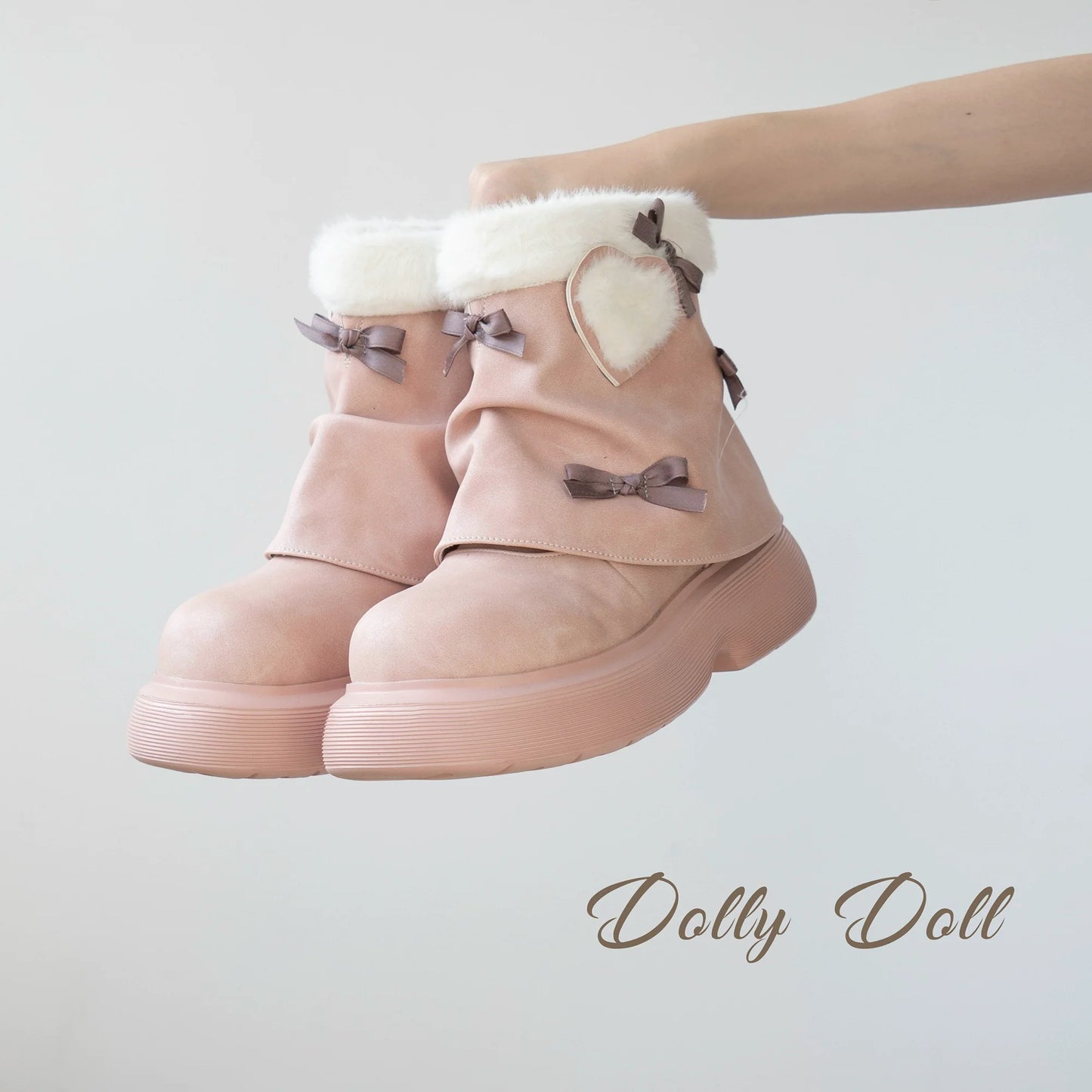 Dolly Doll - Ponyo - Winter Casual Lolita Boots Bow Thick Sole Shoes