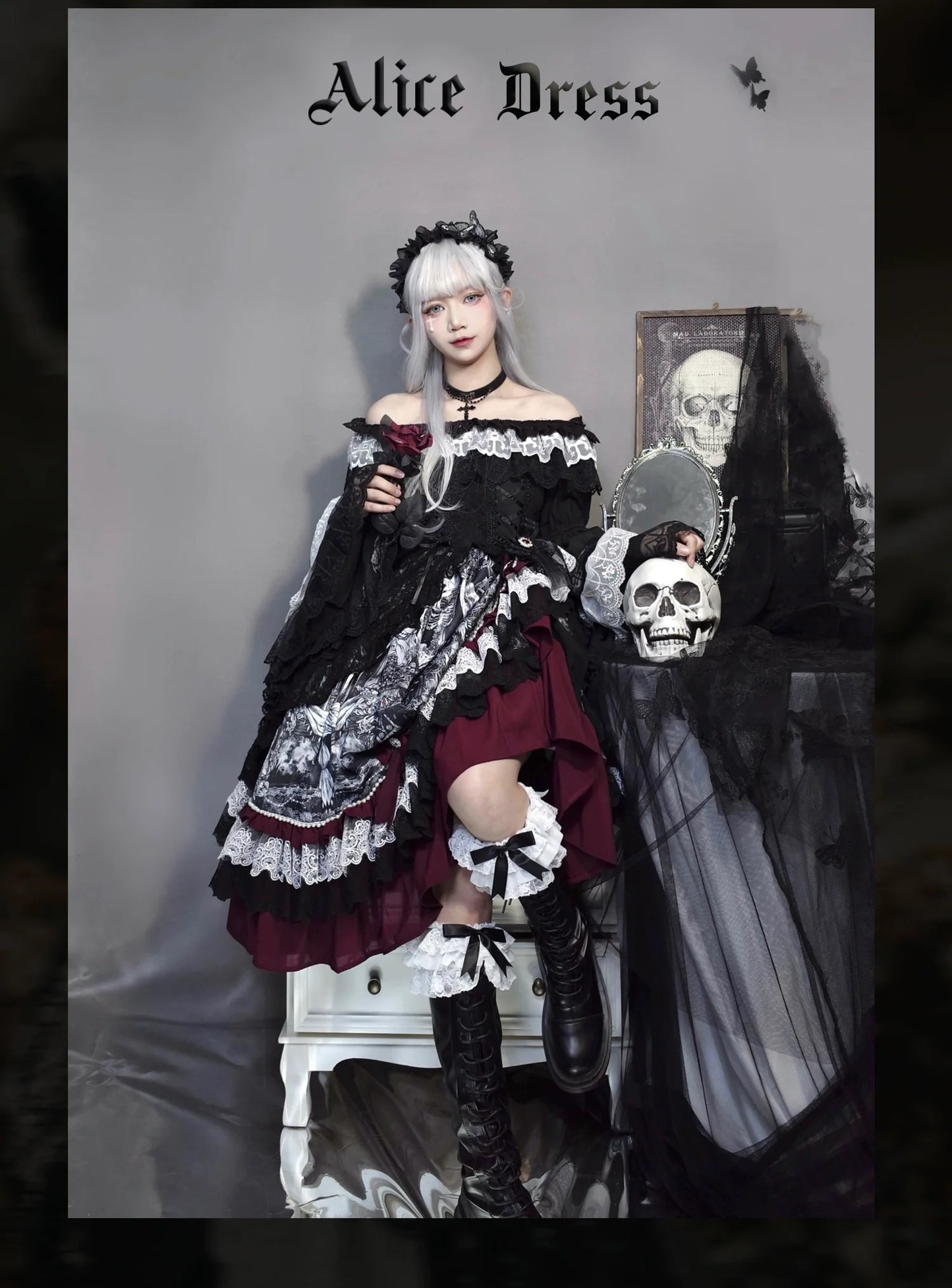 Alice in Wonderland - Undead Rider - Gothic Lolita OP Dress Winter Princess Sleeve Dress