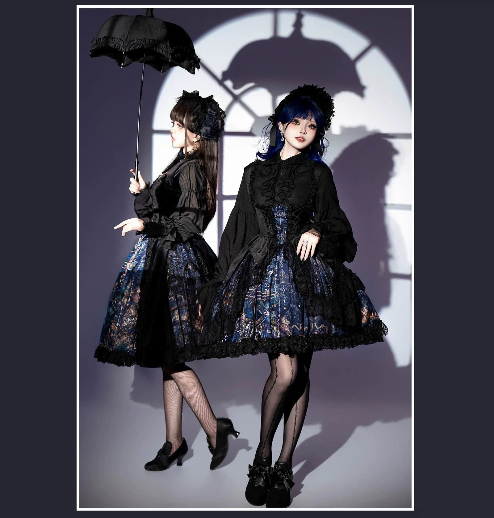 SUSIN - Night Traveler - Classic and Elegant Gothic Dress with Colorful Window Prints