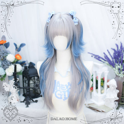 Dalao - Natural Lolita Long Curly Gray Blue Wigs