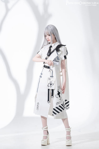 Princess Chronicles - Dry sea and Ashlar - Techwear-inspired White Cloak Set