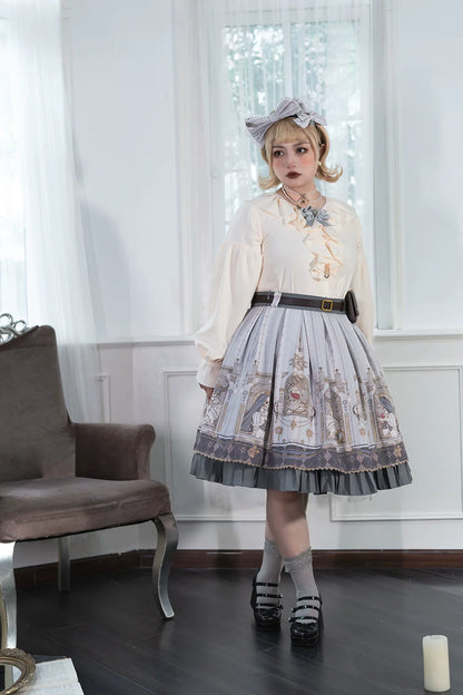 Miss Point - Demon Hunting Notes - Gothic Lolita Cross Print Short Skirt