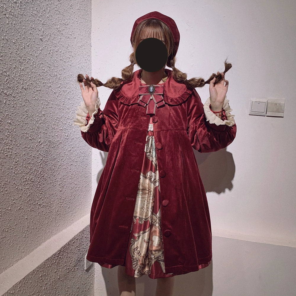 Dark Star Island - Winter Lolita Cape Velvet Antique Lolita Coat