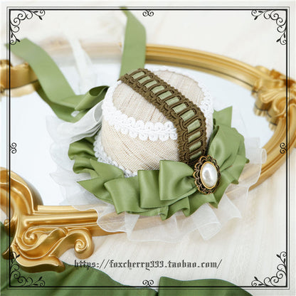 Fox Cherry - Elegant Grass Green Lolita Bow Headdress