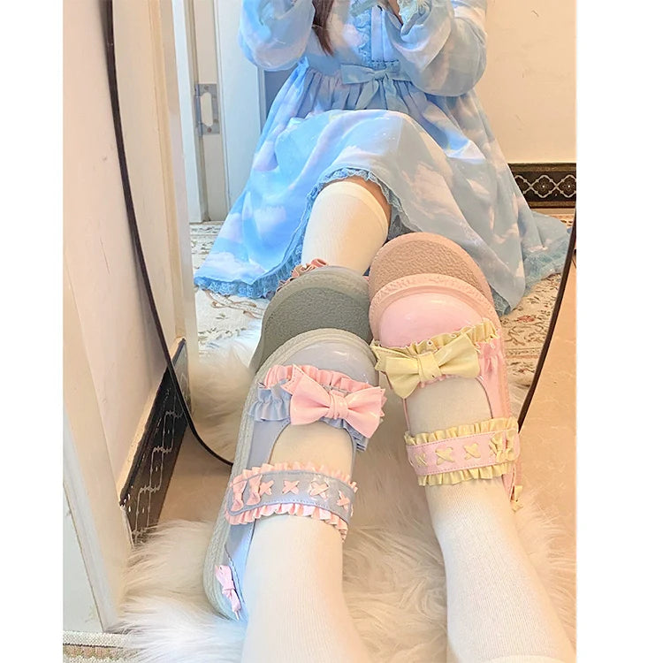 Fairy Godmother - Cute Lolita Shoes Bow Candy-Colored Lolita Flat Shoes