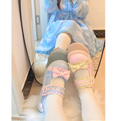 Fairy Godmother - Cute Lolita Shoes Bow Candy-Colored Lolita Flat Shoes